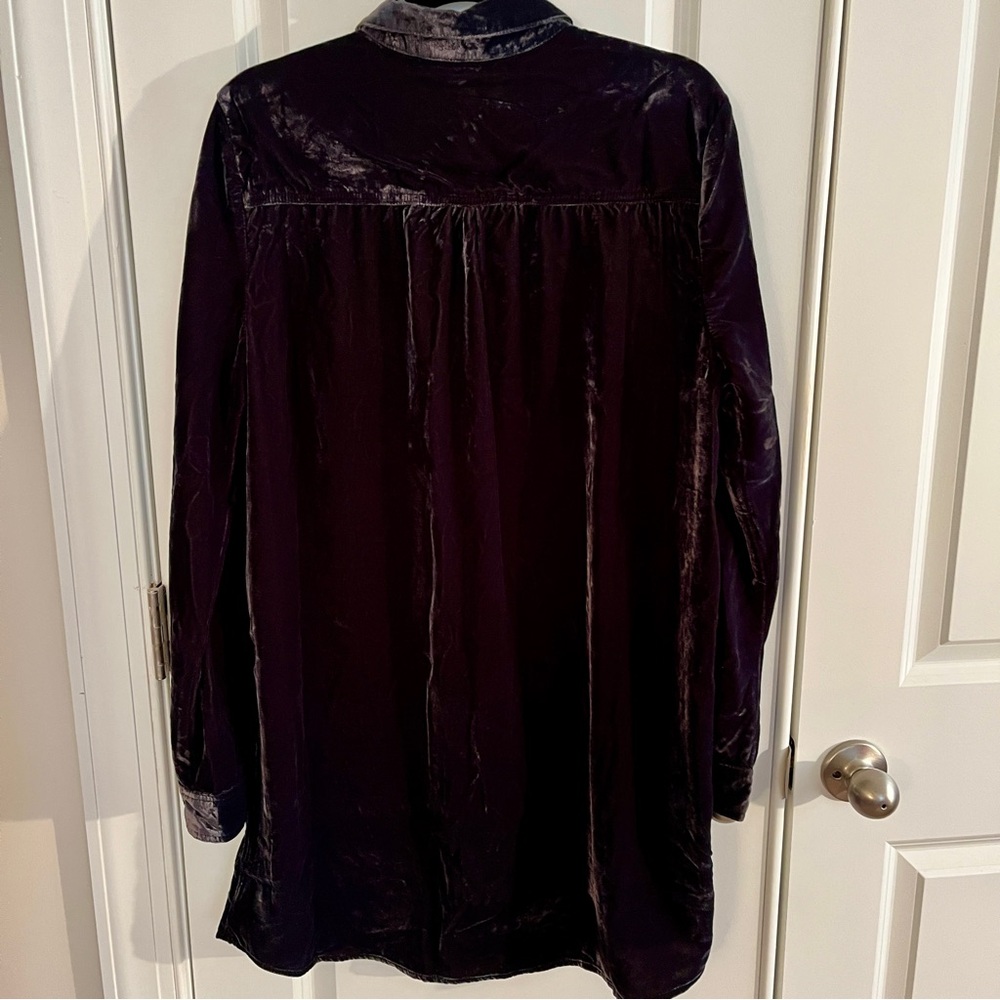 NWOT Natural Life “Rocky” Slate Grey Velvet Shirt Dress - M - Picture 7 of 10